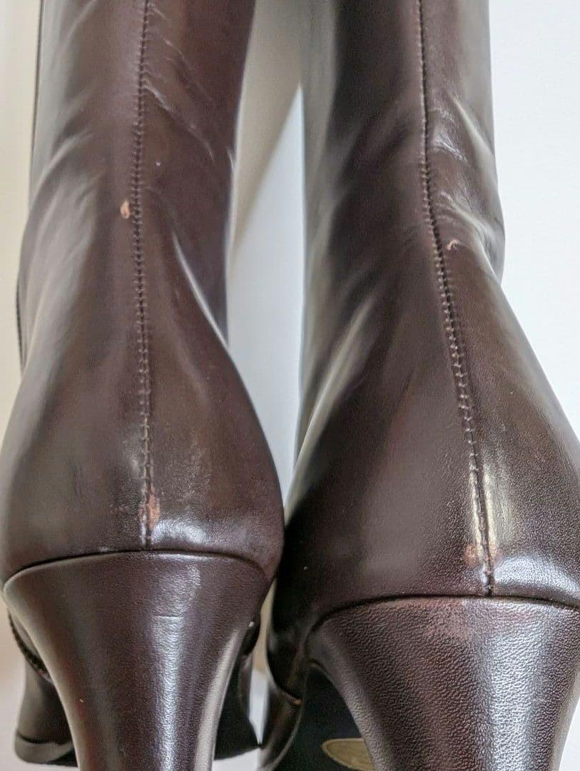 Saint Laurent Long Boots Shoes EU 35.5 US 5.5 Leather Brown Authentic