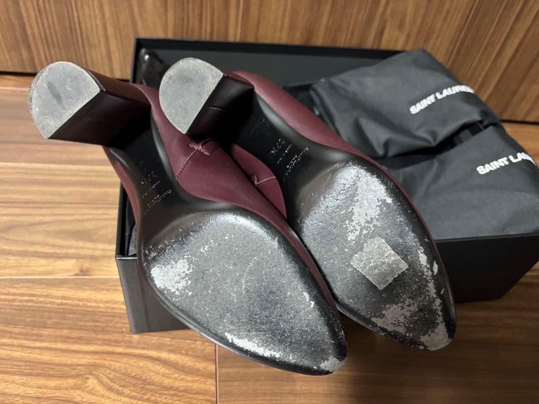 Saint Laurent Short Boots Shoes EU 37.5 US 7.5 Leather Burgundy Authentic