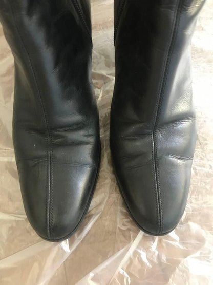 Saint Laurent Short Boots Shoes EU 36.5 US 6.5 Fur Black Authentic