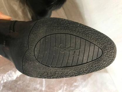 Saint Laurent Short Boots Shoes EU 36.5 US 6.5 Fur Black Authentic