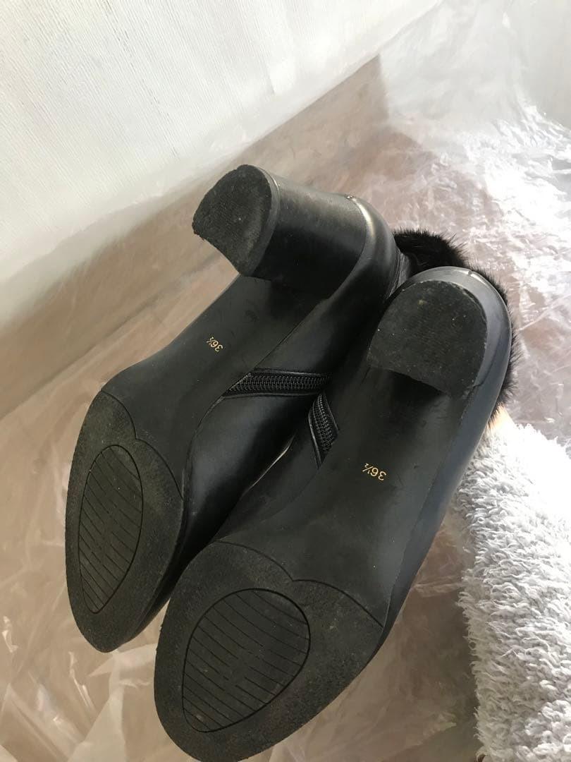 Saint Laurent Short Boots Shoes EU 36.5 US 6.5 Fur Black Authentic