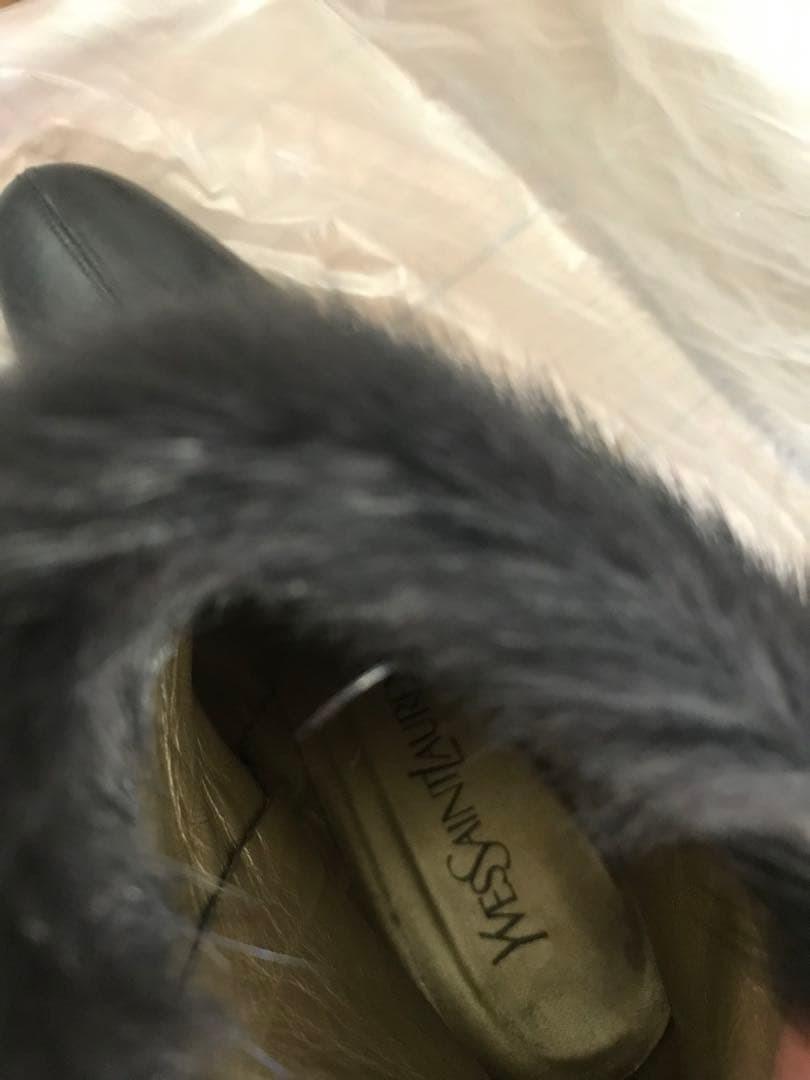 Saint Laurent Short Boots Shoes EU 36.5 US 6.5 Fur Black Authentic