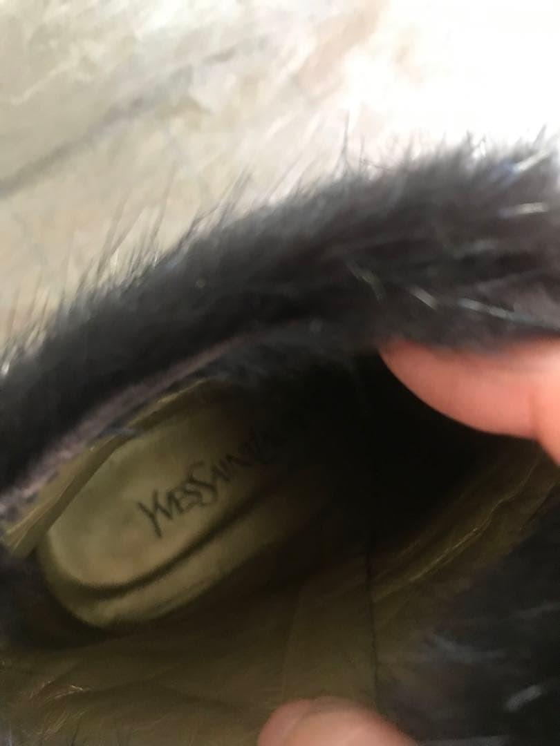 Saint Laurent Short Boots Shoes EU 36.5 US 6.5 Fur Black Authentic