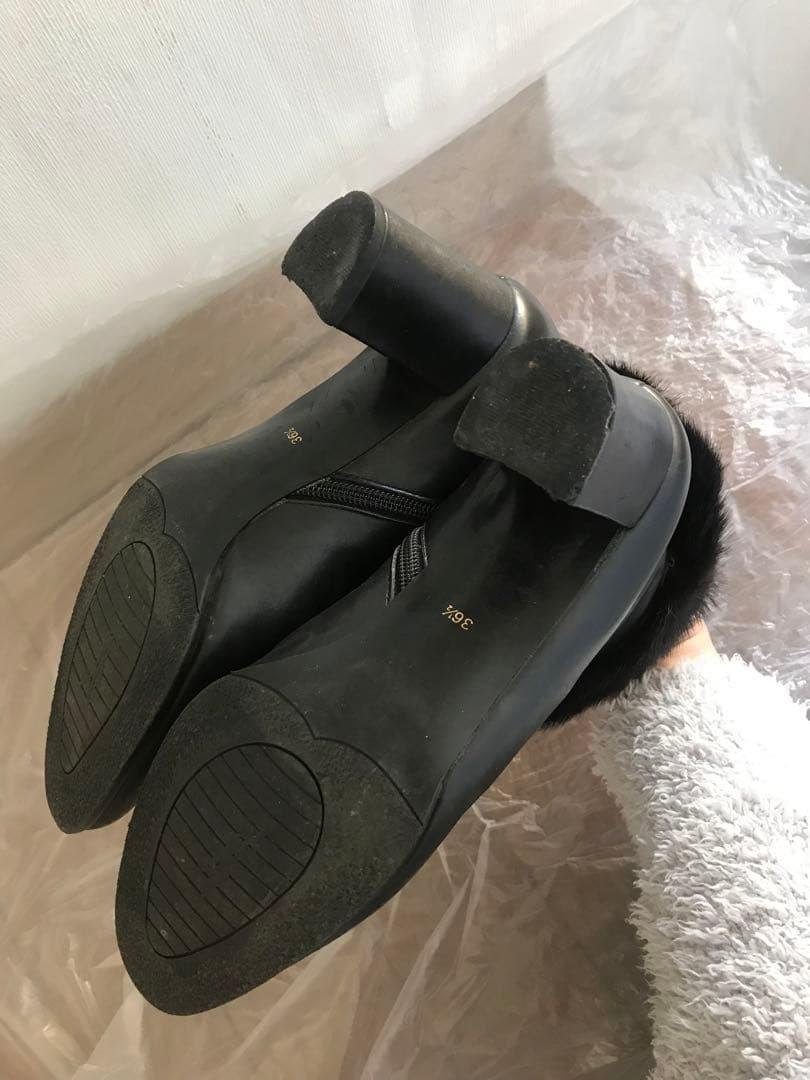 Saint Laurent Short Boots Shoes EU 36.5 US 6.5 Fur Black Authentic