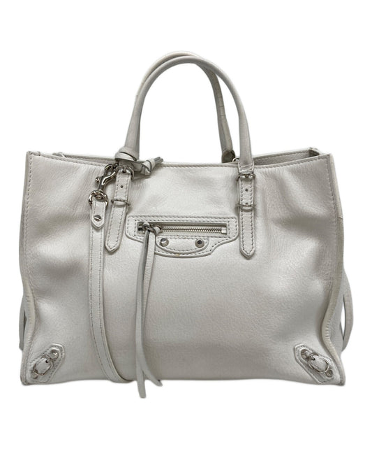 BALENCIAGA Hand Shoulder Bag Tote Purse 2way White Authentic