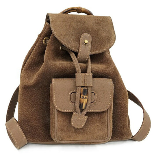GUCCI Backpack Old Bamboo Suede Brown Authentic