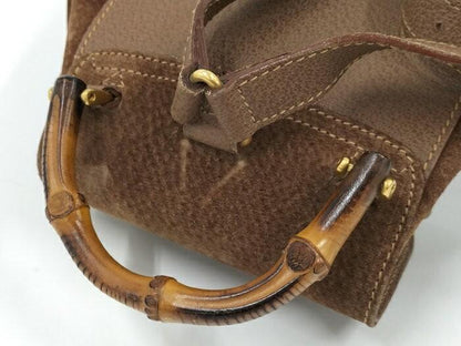 GUCCI Backpack Old Bamboo Suede Brown Authentic