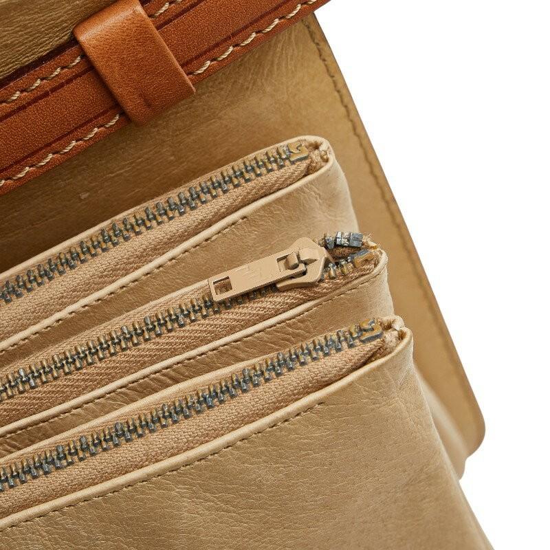 CELINE Shoulder Bag Purse Macadam PVC Leather Beige Brown Authentic