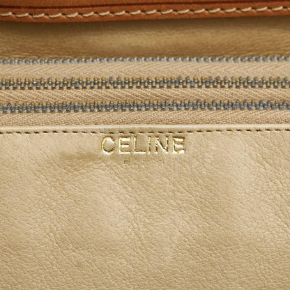 CELINE Shoulder Bag Purse Macadam PVC Leather Beige Brown Authentic