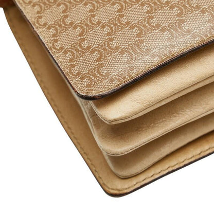 CELINE Shoulder Bag Purse Macadam PVC Leather Beige Brown Authentic