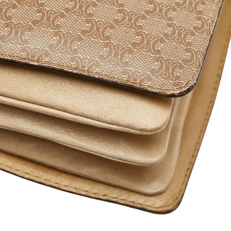 CELINE Shoulder Bag Purse Macadam PVC Leather Beige Brown Authentic