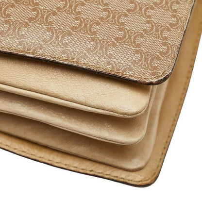 CELINE Shoulder Bag Purse Macadam PVC Leather Beige Brown Authentic