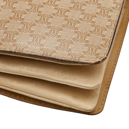 CELINE Shoulder Bag Purse Macadam PVC Leather Beige Brown Authentic