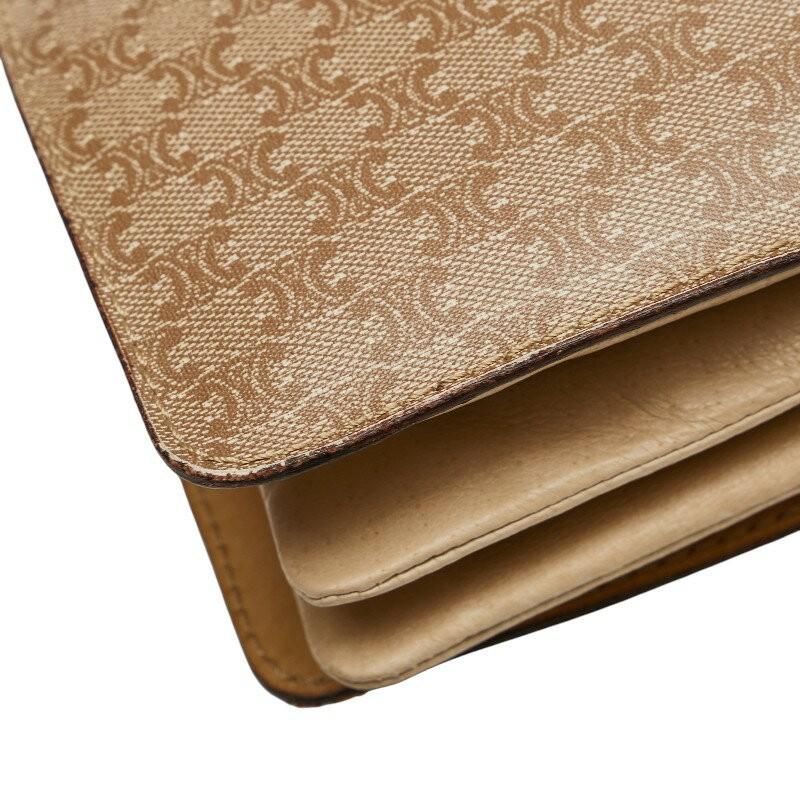 CELINE Shoulder Bag Purse Macadam PVC Leather Beige Brown Authentic