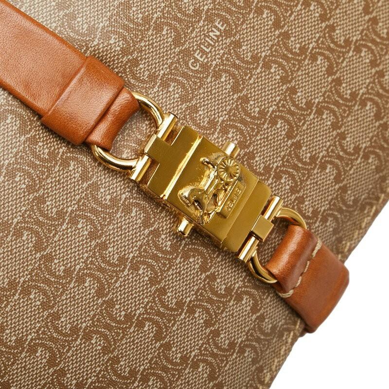 CELINE Shoulder Bag Purse Macadam PVC Leather Beige Brown Authentic