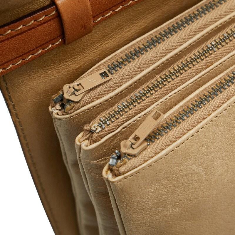 CELINE Shoulder Bag Purse Macadam PVC Leather Beige Brown Authentic