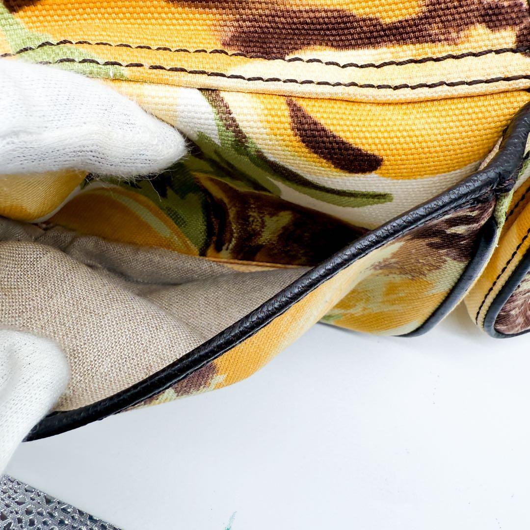 CELINE Hand Bag Tote Purse botanical Triomphe Canvas Leather Multicolor Auth