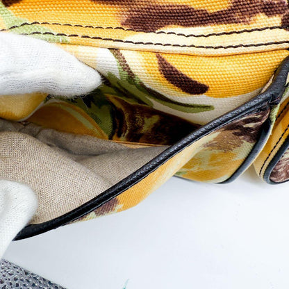 CELINE Hand Bag Tote Purse botanical Triomphe Canvas Leather Multicolor Auth