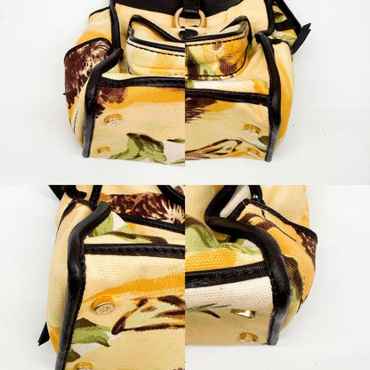 CELINE Hand Bag Tote Purse botanical Triomphe Canvas Leather Multicolor Auth