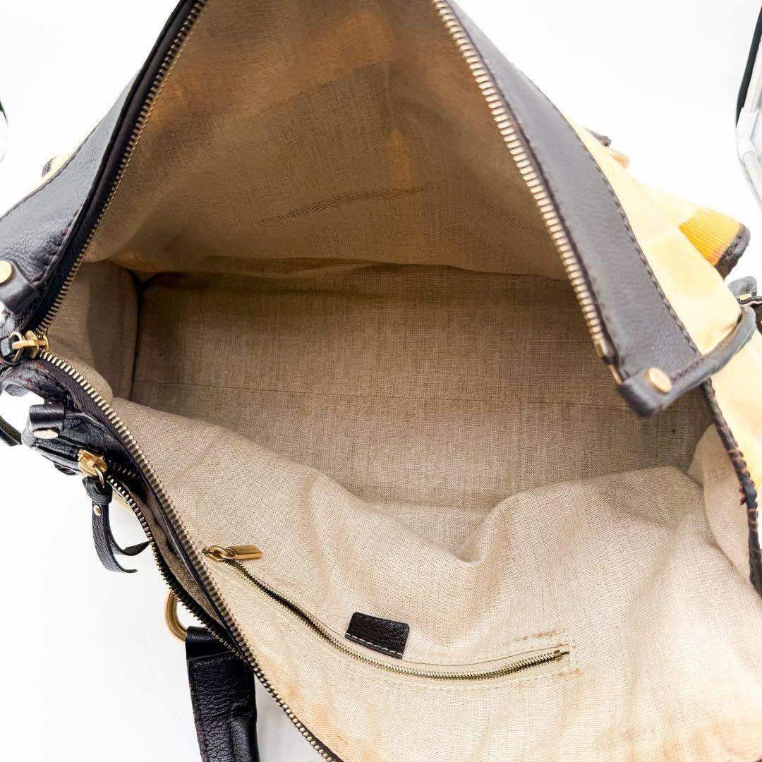 CELINE Hand Bag Tote Purse botanical Triomphe Canvas Leather Multicolor Auth