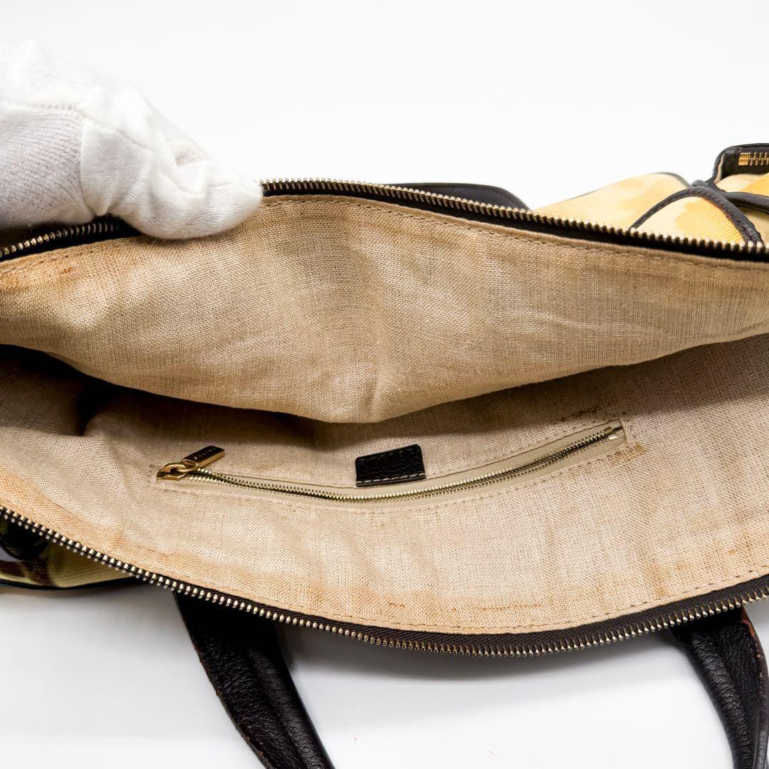 CELINE Hand Bag Tote Purse botanical Triomphe Canvas Leather Multicolor Auth