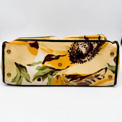 CELINE Hand Bag Tote Purse botanical Triomphe Canvas Leather Multicolor Auth