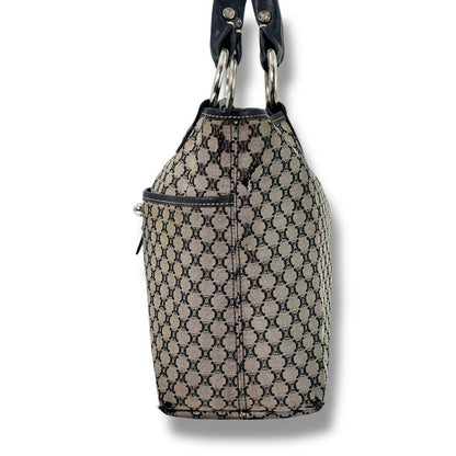 CELINE Hand Bag Tote Purse Macadam Leather Navy Authentic