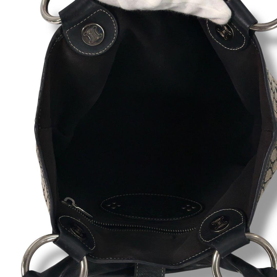 CELINE Hand Bag Tote Purse Macadam Leather Navy Authentic