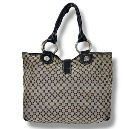 CELINE Hand Bag Tote Purse Macadam Leather Navy Authentic