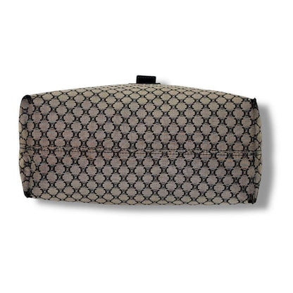 CELINE Hand Bag Tote Purse Macadam Leather Navy Authentic