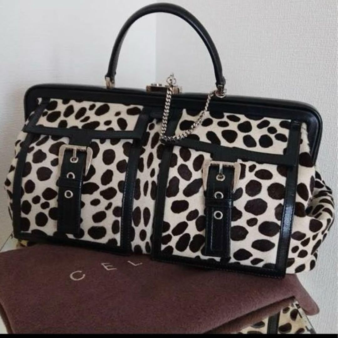 CELINE Hand Bag Tote Purse Dalmatian Authentic