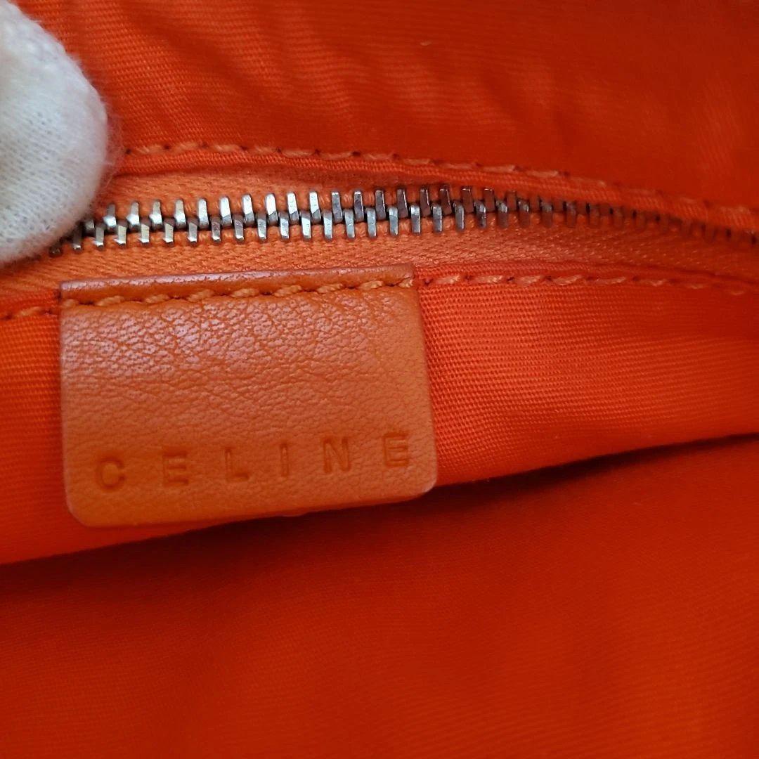 CELINE Accessory Pouch Shoulder Bag Purse C Macadam Suede Orange Authentic