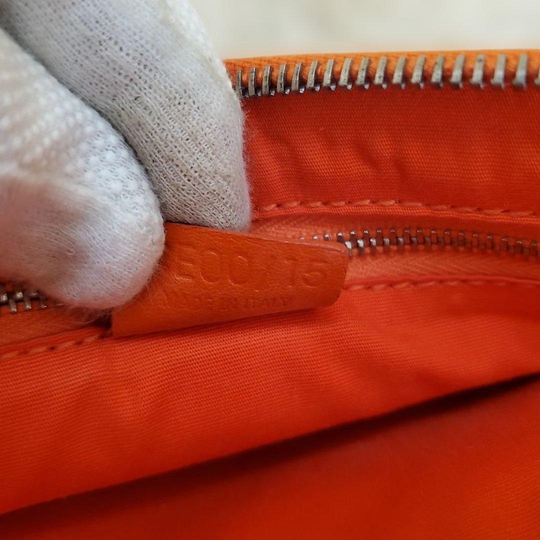 CELINE Accessory Pouch Shoulder Bag Purse C Macadam Suede Orange Authentic