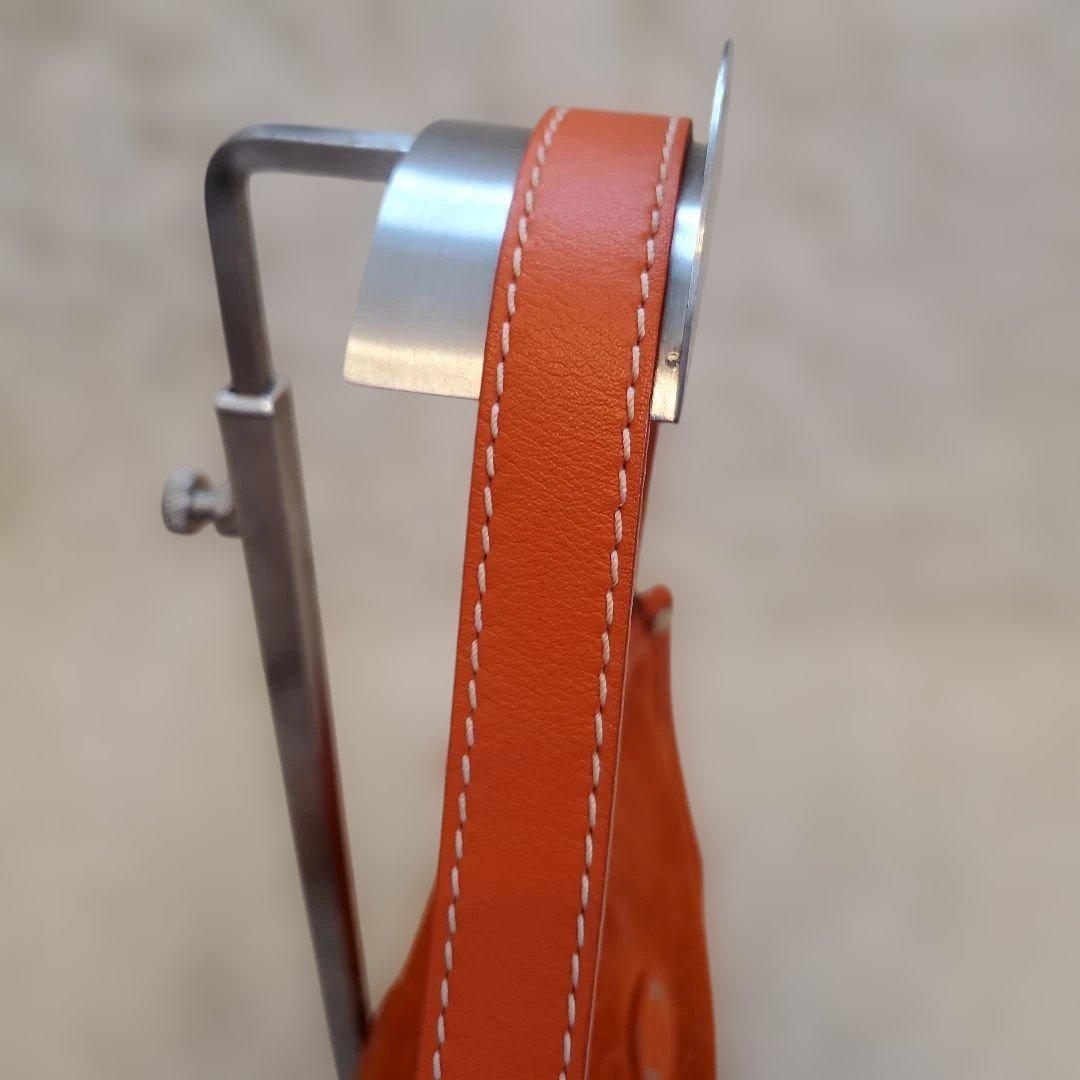 CELINE Accessory Pouch Shoulder Bag Purse C Macadam Suede Orange Authentic