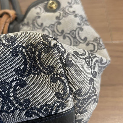 CELINE Hand Bag Tote Purse Macadam Canvas Leather Authentic