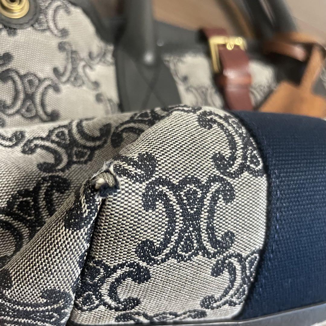 CELINE Hand Bag Tote Purse Macadam Canvas Leather Authentic