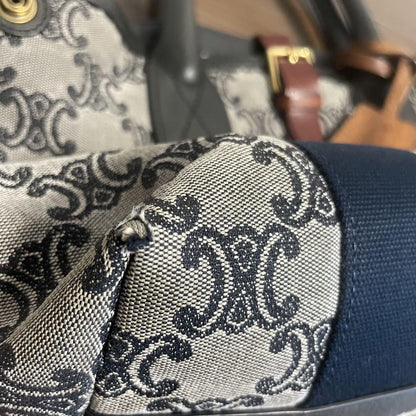 CELINE Hand Bag Tote Purse Macadam Canvas Leather Authentic