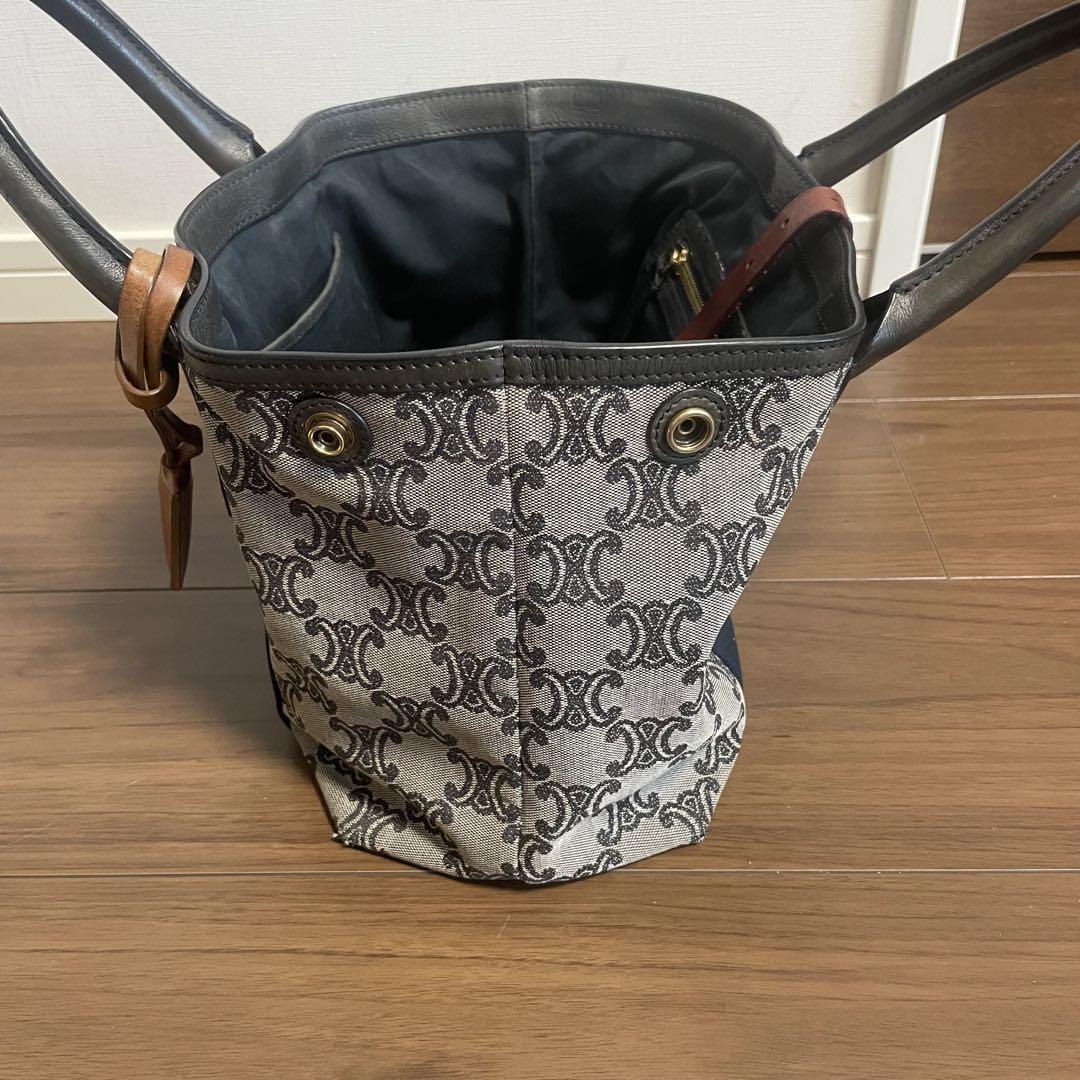 CELINE Hand Bag Tote Purse Macadam Canvas Leather Authentic