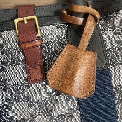 CELINE Hand Bag Tote Purse Macadam Canvas Leather Authentic