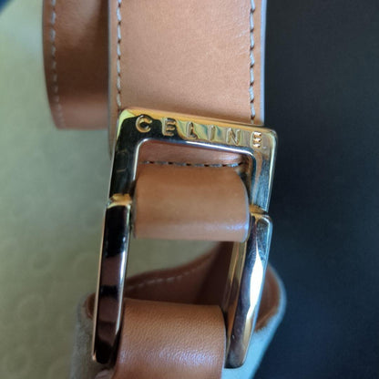 CELINE Hand Shoulder Bag Tote Purse C Macadam Suede Beige Authentic