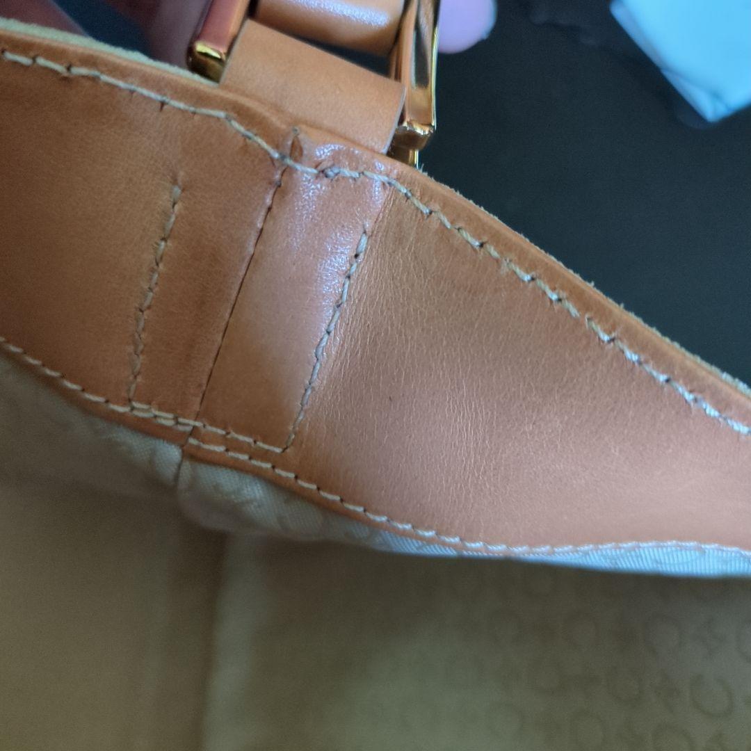 CELINE Hand Shoulder Bag Tote Purse C Macadam Suede Beige Authentic