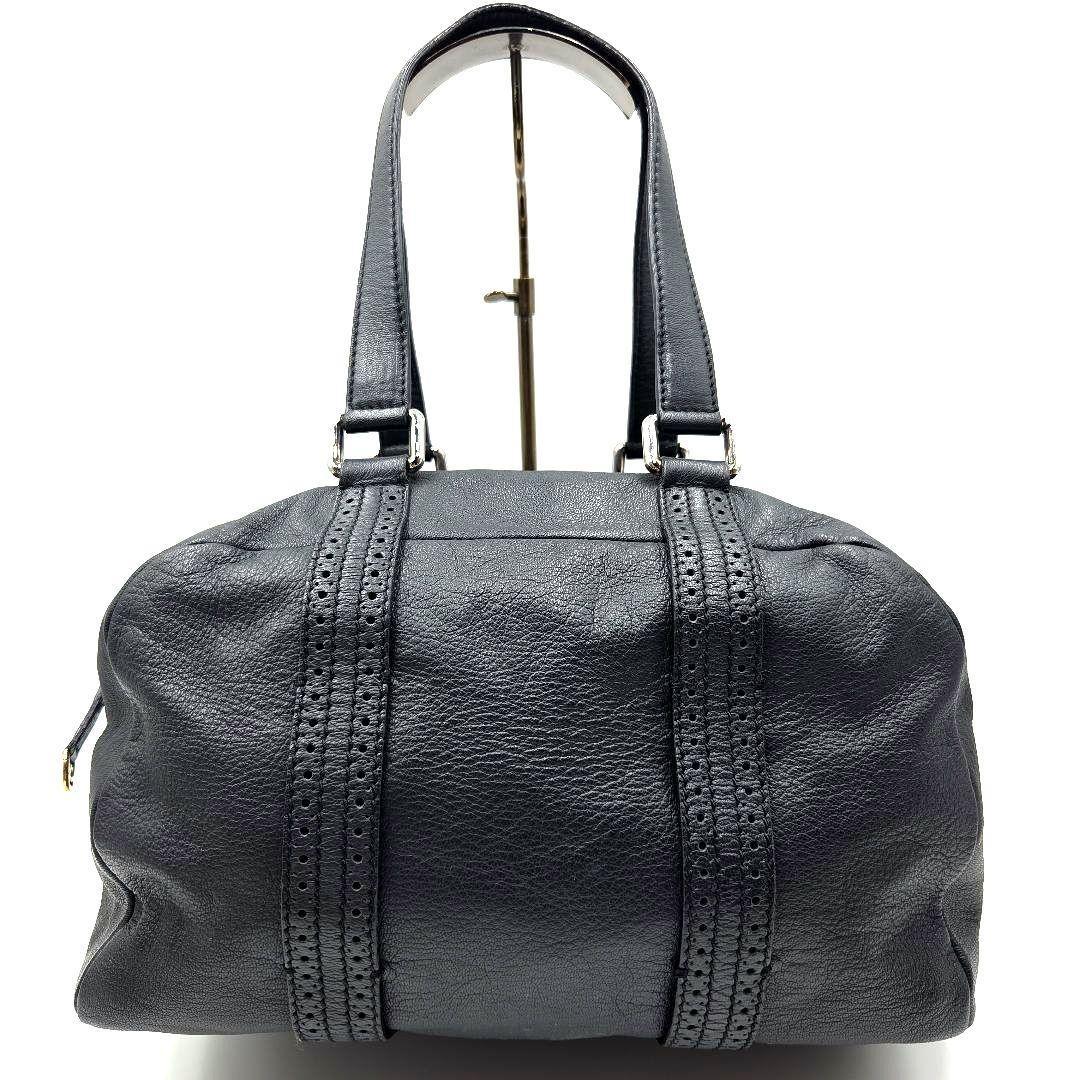 CELINE Mini Boston Bag Hand Tote Purse Leather Black Authentic