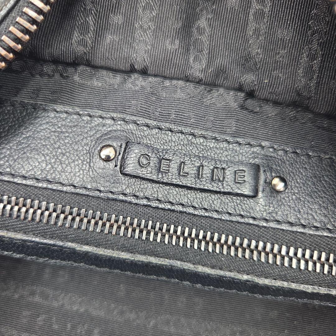 CELINE Mini Boston Bag Hand Tote Purse Leather Black Authentic