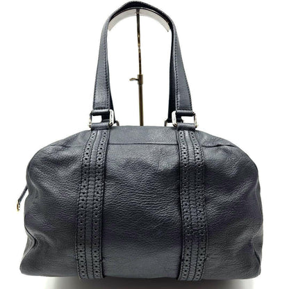 CELINE Mini Boston Bag Hand Tote Purse Leather Black Authentic