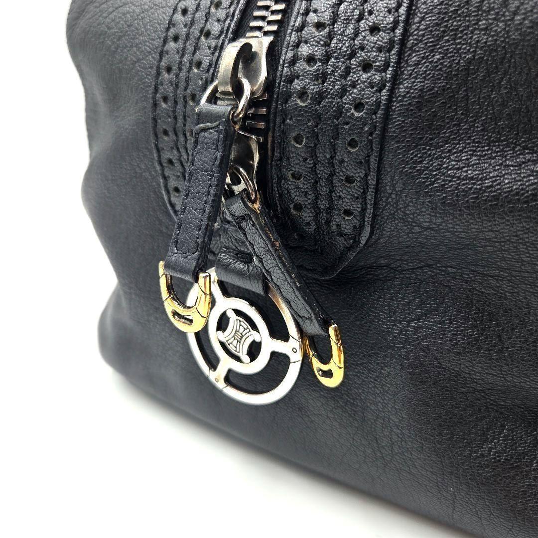 CELINE Mini Boston Bag Hand Tote Purse Leather Black Authentic