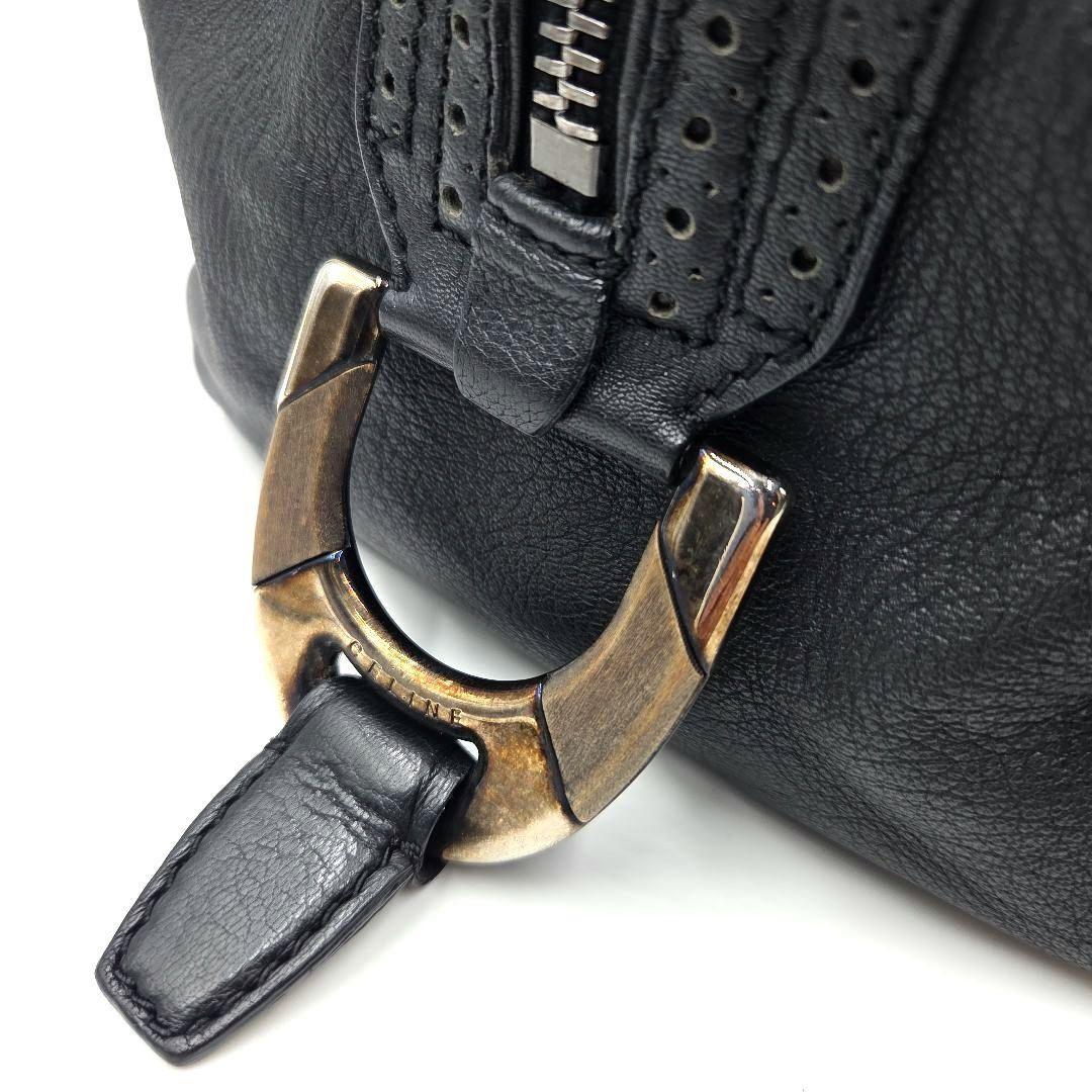 CELINE Mini Boston Bag Hand Tote Purse Leather Black Authentic