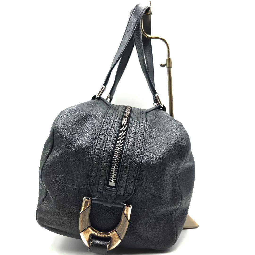 CELINE Mini Boston Bag Hand Tote Purse Leather Black Authentic
