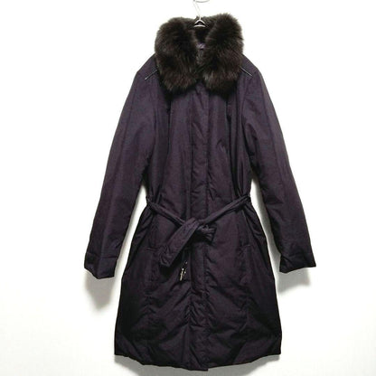 Aquascutum reversible Down Coat FREE SIZE Purple Brown Authentic