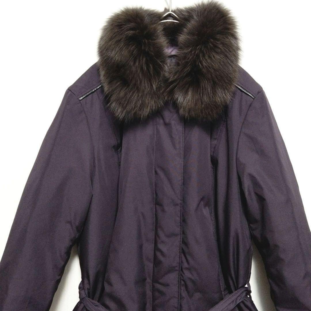 Aquascutum reversible Down Coat FREE SIZE Purple Brown Authentic