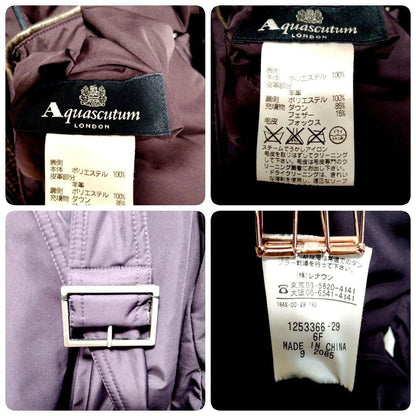 Aquascutum reversible Down Coat FREE SIZE Purple Brown Authentic
